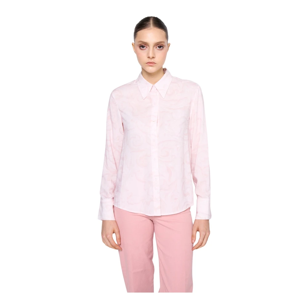 Silvian Heach Gestreept Overhemd Puntkraag Lange Mouwen Pink Dames