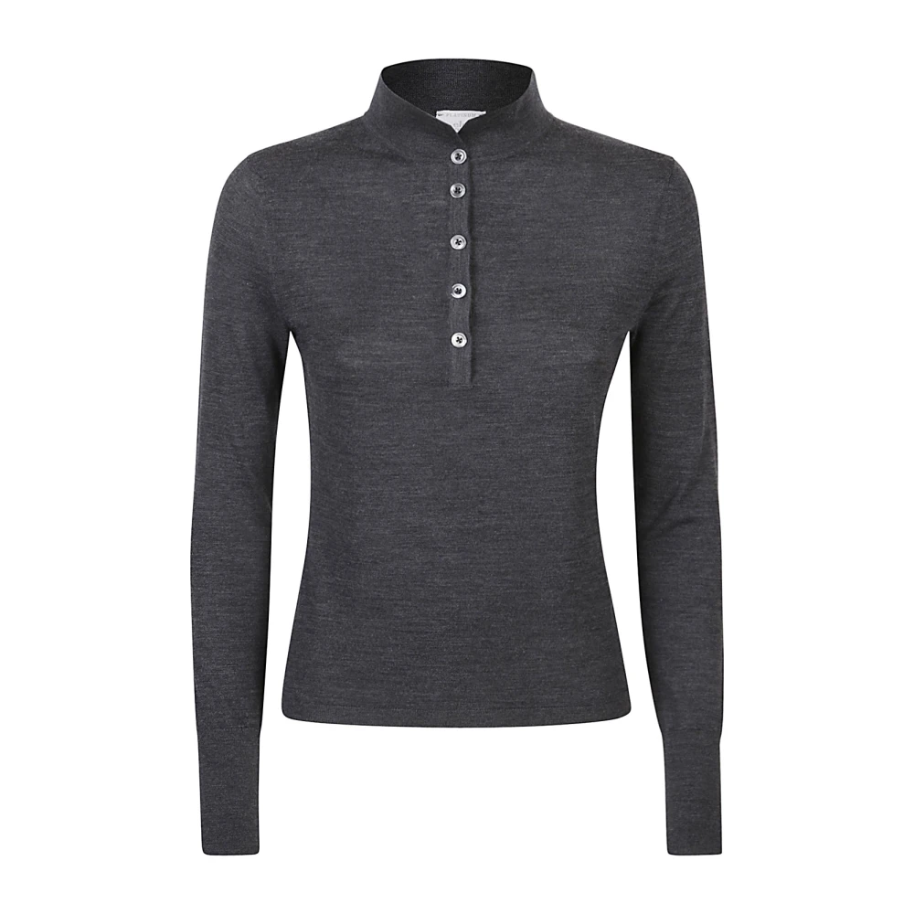 Eleventy Luxe Lange Mouw Wol Polo Gray Dames