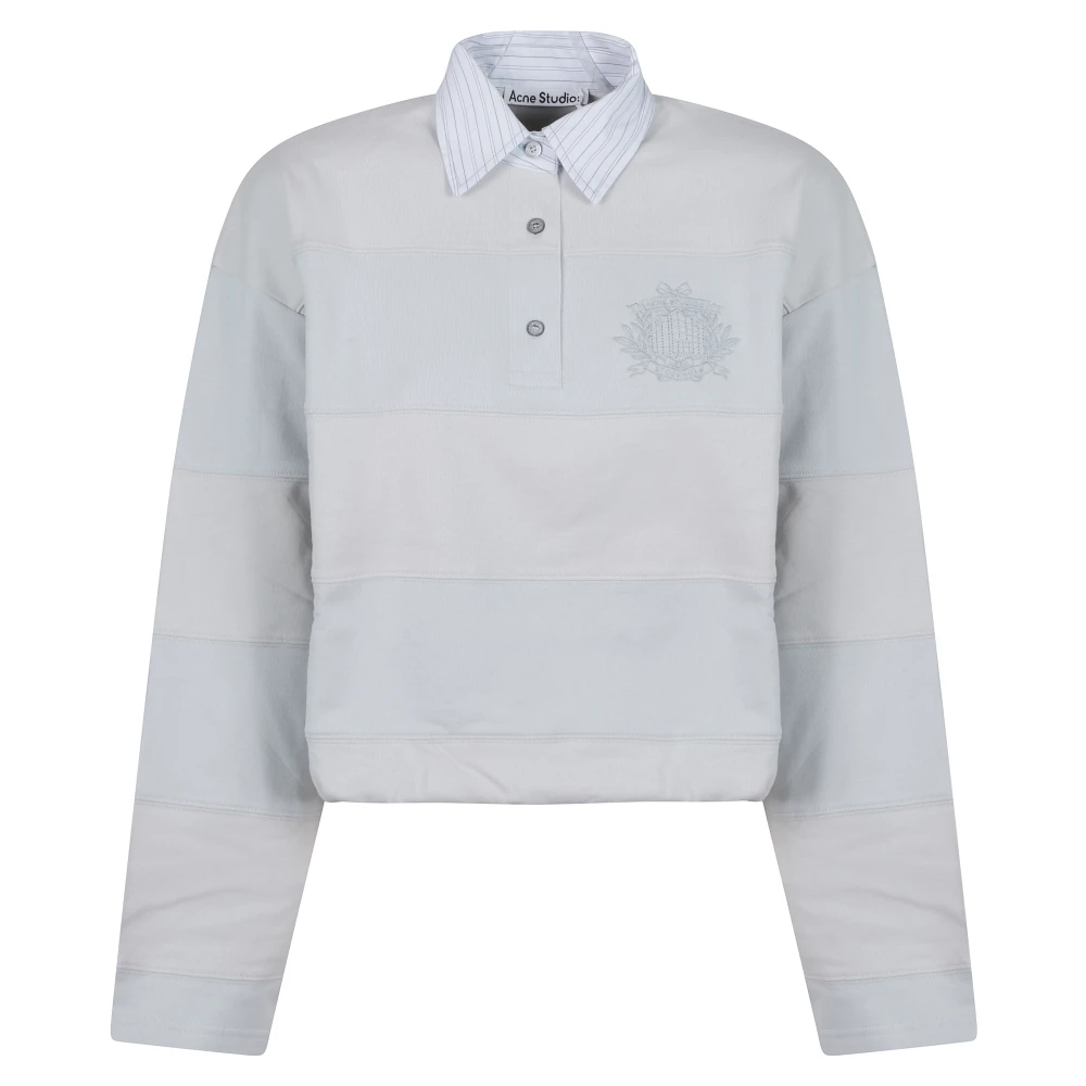 Acne Studios , Sweatshirts, Female, Gray, S, Striped Polo Sweatshirt