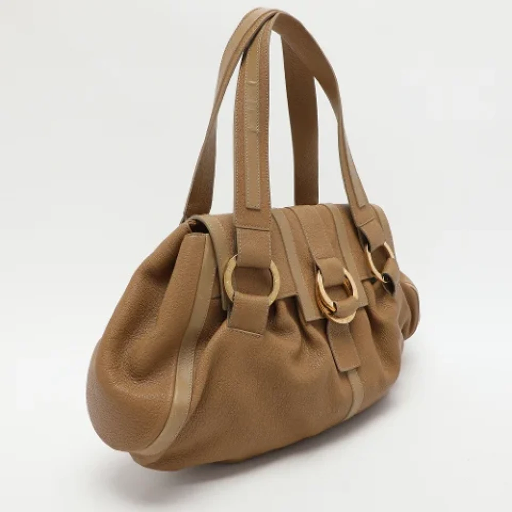 Bvlgari Vintage Pre-owned Leather shoulder-bags Beige Dames