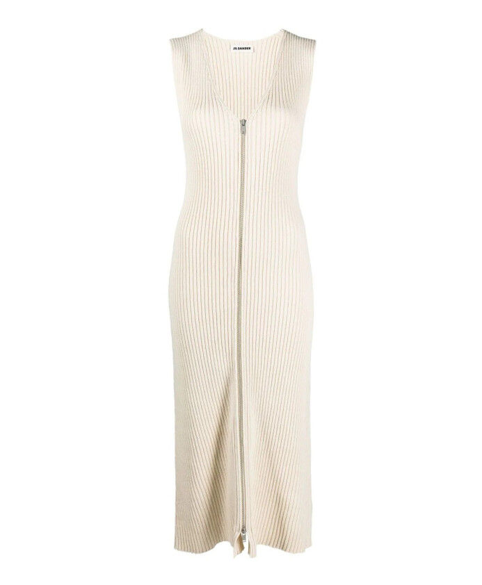 robe-midi-en-maille-cotelee-a-col-en-v