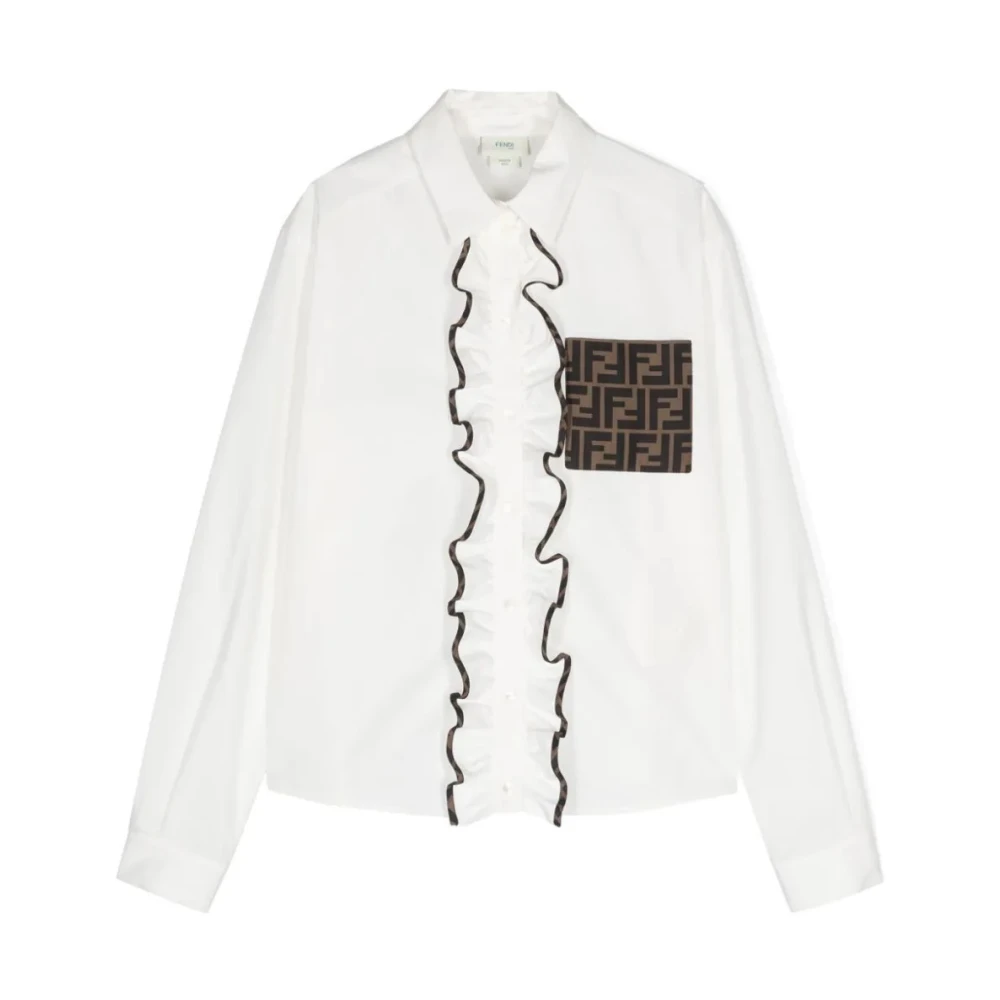 Fendi Stilig Poplin Skjorta för Barn White, Unisex