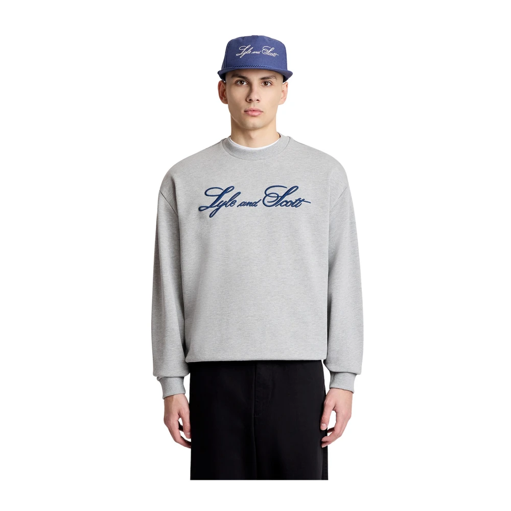 Lyle & Scott Men's Gray Sweatshirts, L, Reissued Script Jumper