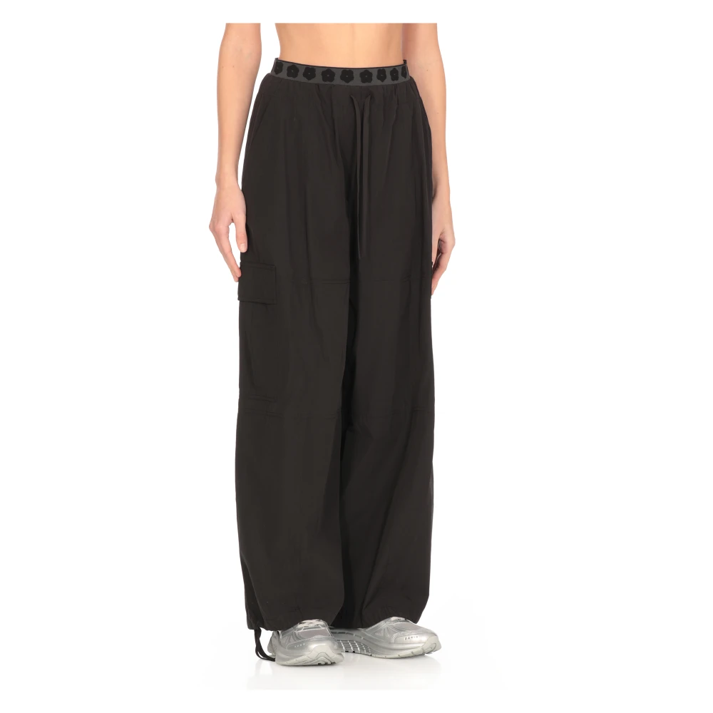 Kenzo Zwarte Katoenmix Broek met Logo Black Dames