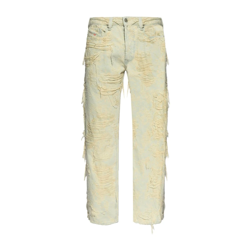 Diesel Men's Beige Light Blue Ripped Jeans W30