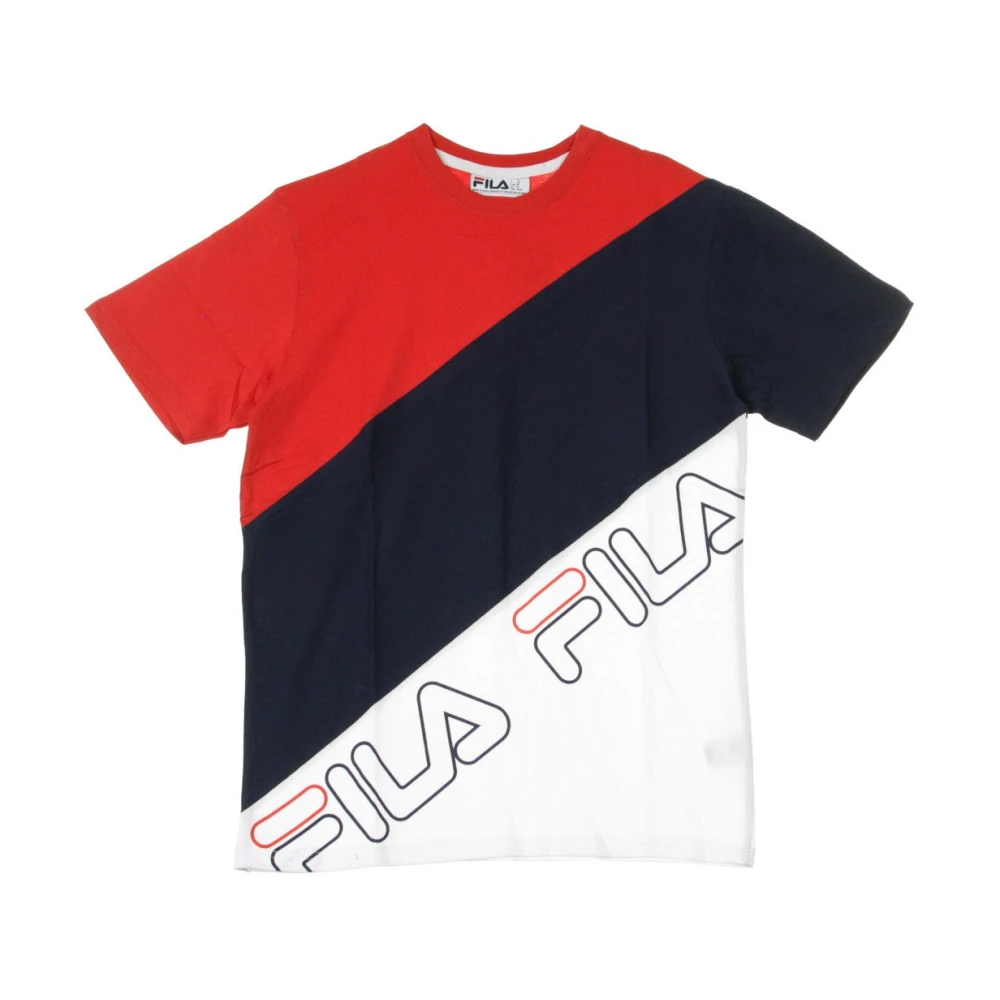 Fila Rode Diagonale Blok Tee Heren T-shirt Multicolor Heren