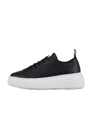 Czarne Sneakersy z Podeszwą Flatform