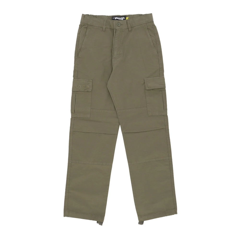 Iuter Green Straight Trousers, Male, W28, Ripstop Cargo Army Trousers