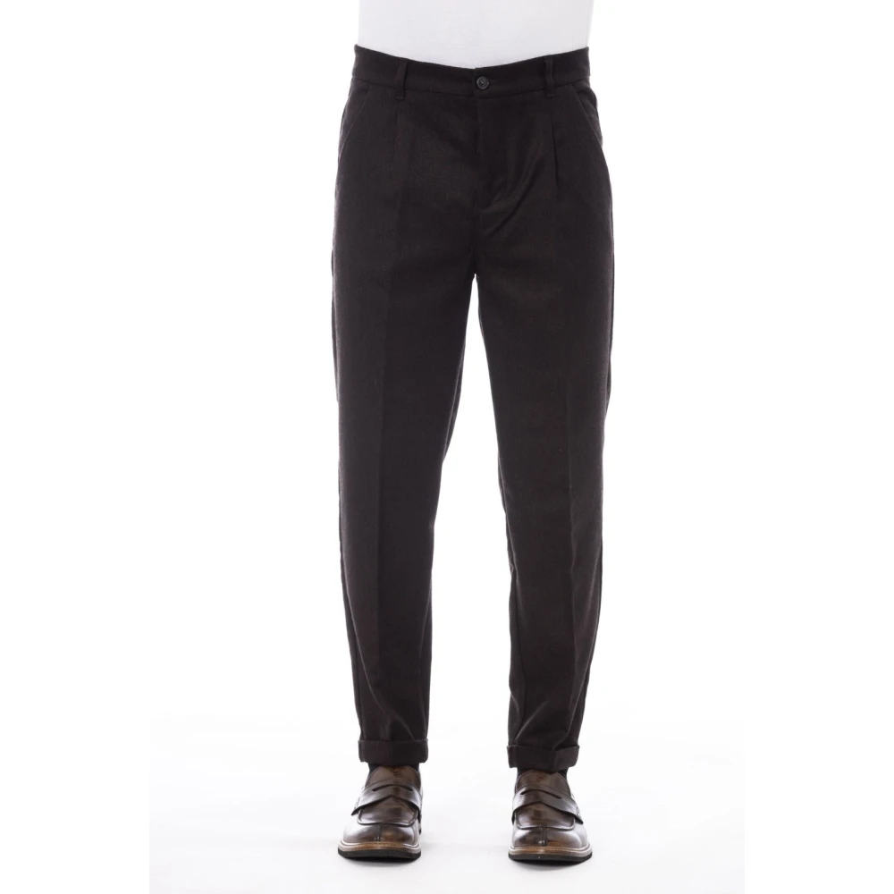 Alpha Studio Bruine Wollen Jeans Broek met Voor- en Achterzakken Brown Heren
