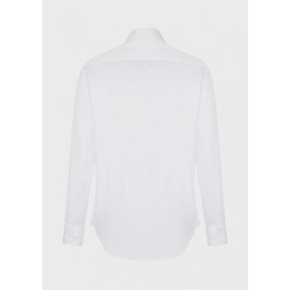 Emporio Armani Katoenen Poplin Semi-Franse Kraag Overhemd White Heren