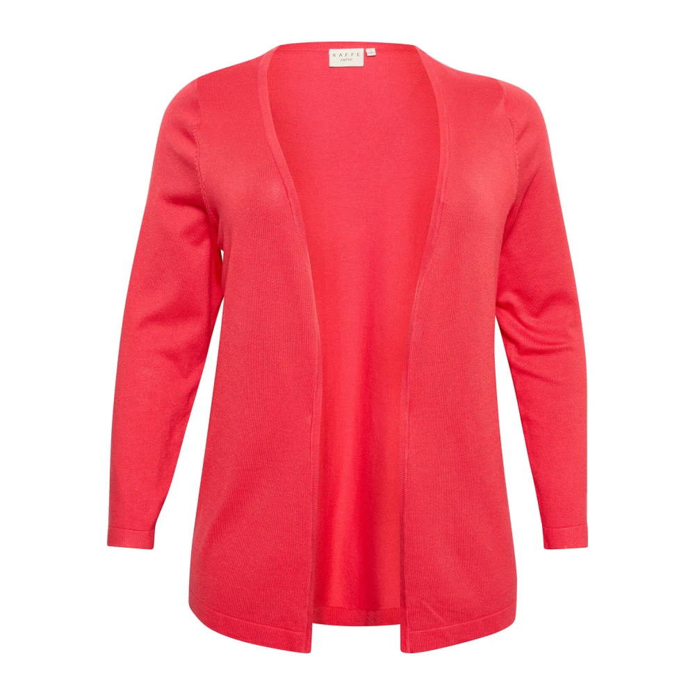 Kaffe Curve Open Front Cardigan in Cayenne Red Dames