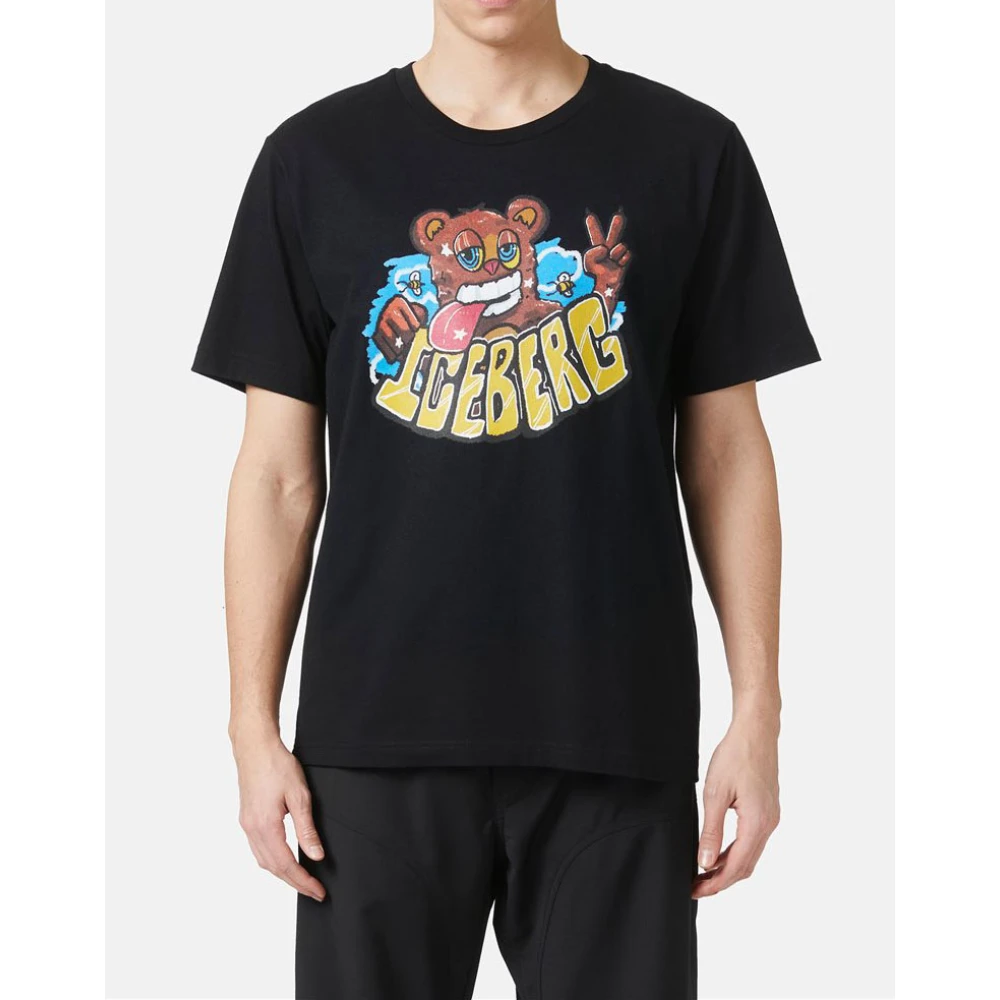 Iceberg T-shirt met beerprint en VXmee-logo Black Heren