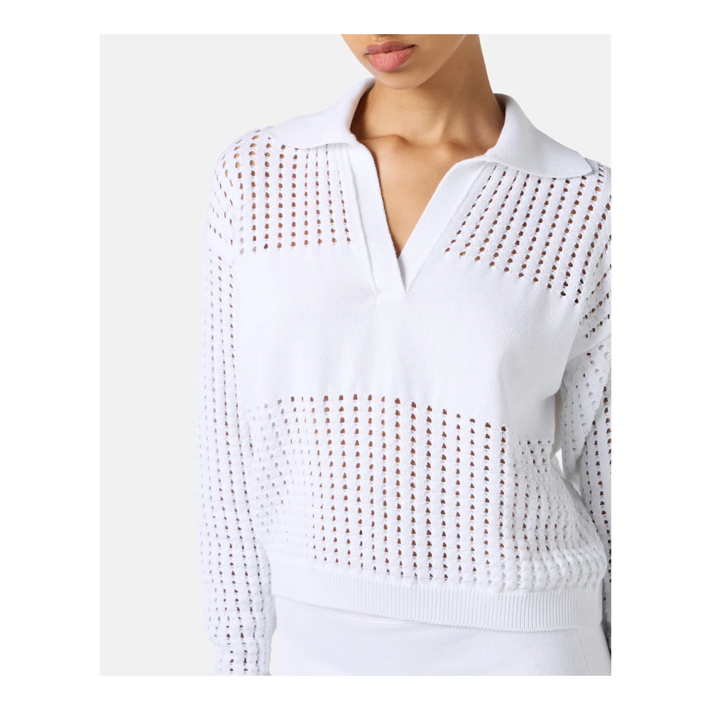 Iceberg Witte katoenen polo met geperforeerde strepen en logo White Dames