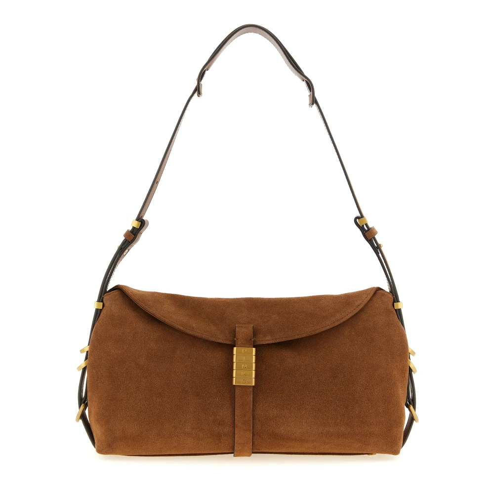 Pinko Women's Brown Saddle Horizontal Shoulder Bag - Shoulder Bags - One Size - Bags