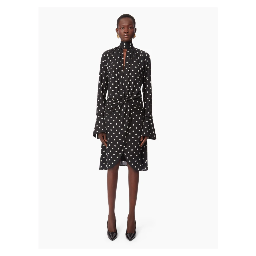 Nina Ricci Zwarte High Neck Midi Jurk Black Dames