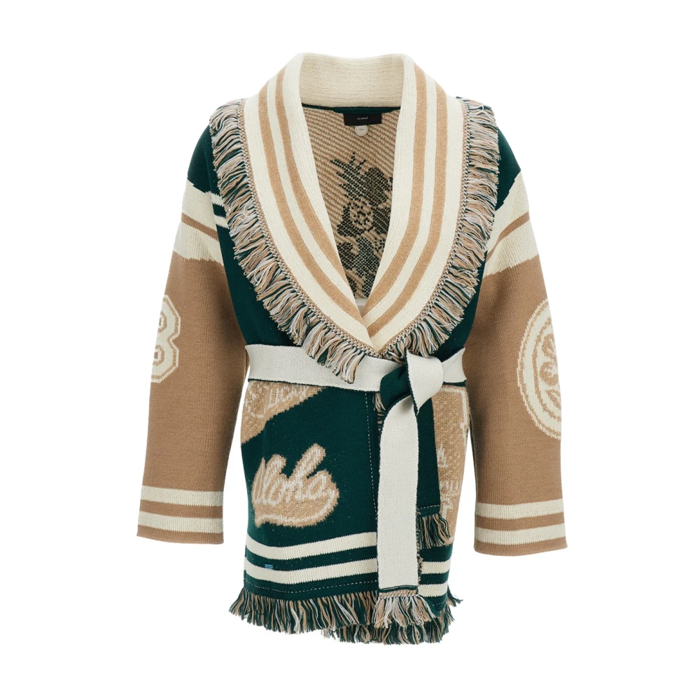 Alanui Multicolor Double Jacquard Cardigan - Female - Cardigans - M - Knitwear