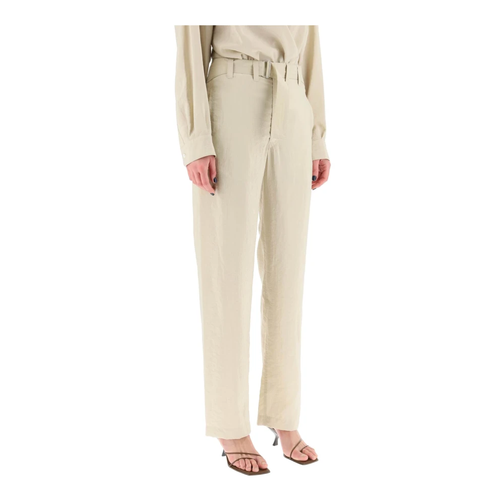 Lemaire Relaxed-fit zijden broek met riem Beige Dames