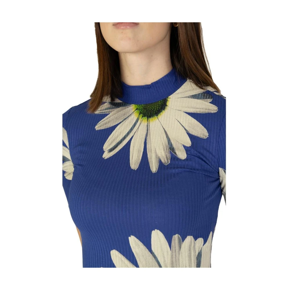 Desigual Blauwe Viscose Midi Jurk met Elastaan Blue Dames