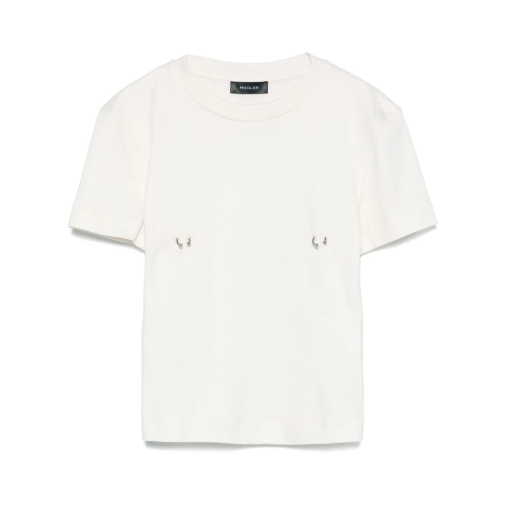 Mugler Witte Ronde Hals Korte Mouwen T-shirt White Dames
