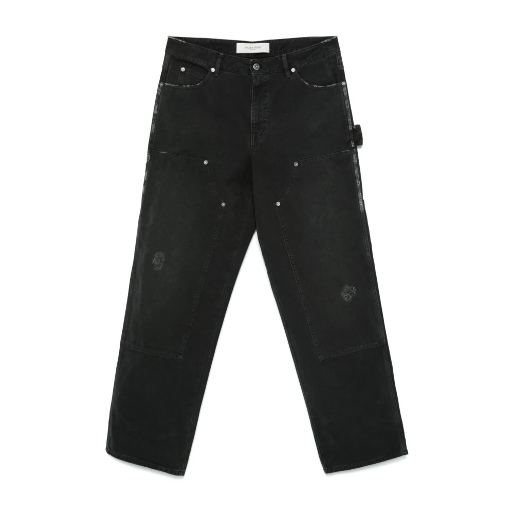 Golden Goose Men's Black Distressed Jeans With Classic Style