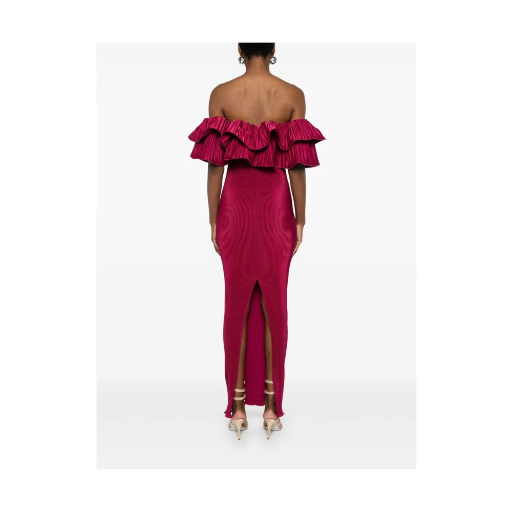 L'idée Bordeaux Rode Gerimpelde Off-Shoulder Jurk Red Dames