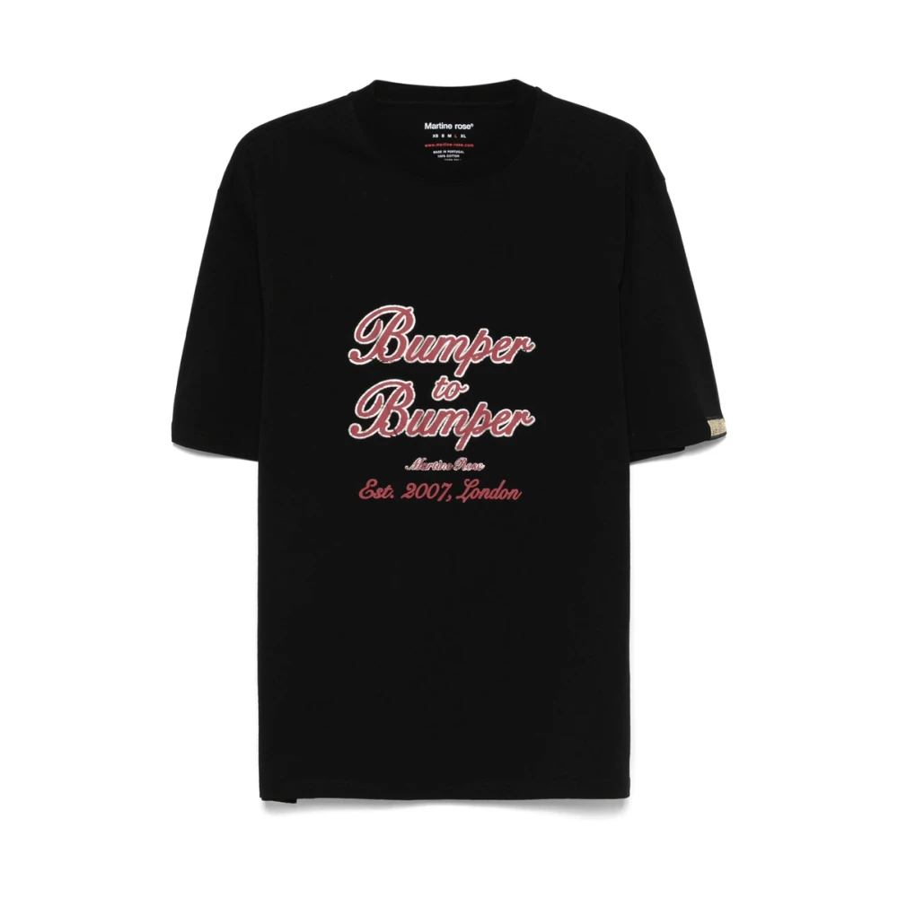 Martine Rose Zwarte Logo Patch Tekst Print T-shirt Black Heren
