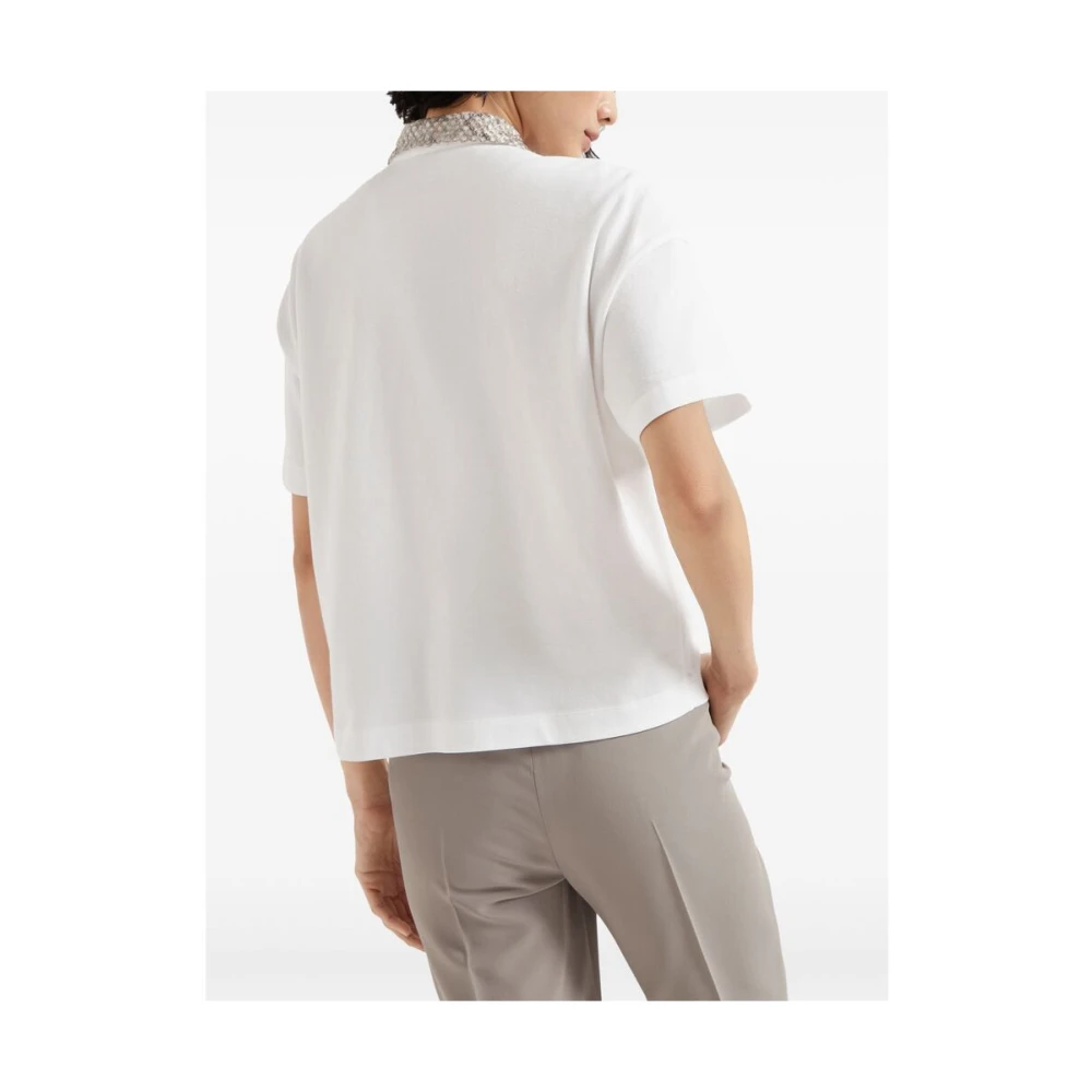 BRUNELLO CUCINELLI Witte Polo Sweater Korte Mouwen White Dames