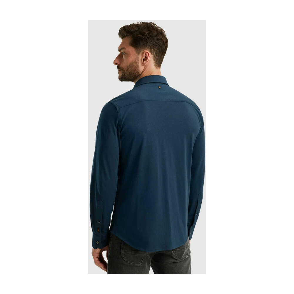 PME Legend Satin Jersey Lange Mouw Shirt Blue Heren