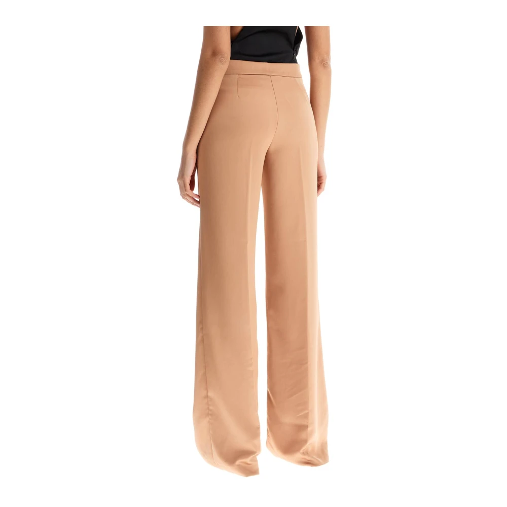 Andamane Wijde satijnen broek met centrale plooi Beige Dames