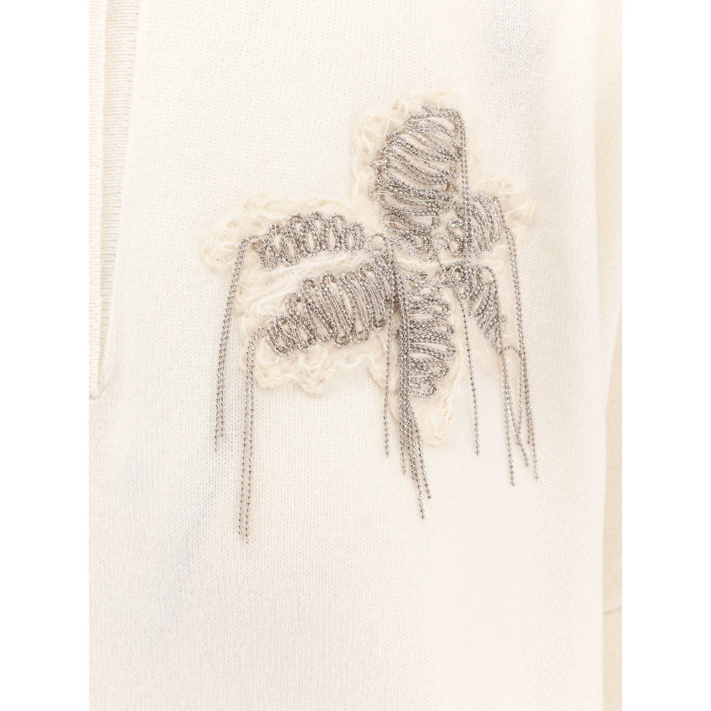 BRUNELLO CUCINELLI Kasjmier Polo Shirt met Monili Detail White Dames