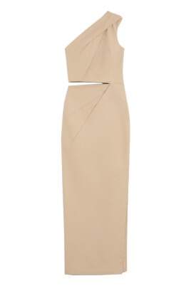 beige-asymmetrical-stitched-dress-with-cut-out-detail