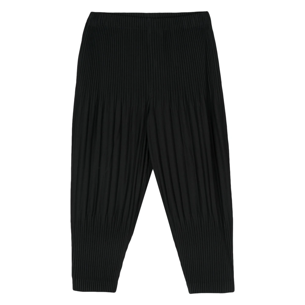 Issey Miyake Zwarte Geplooide Tapered Broek Black Heren