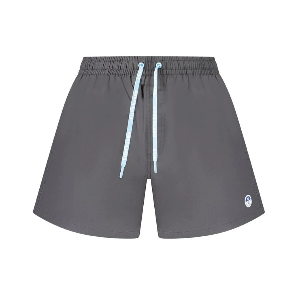North Sails Gray Black Cotton Swim Boxer With Ocean Details - Male - Beachwear - 3XL - Swimwear