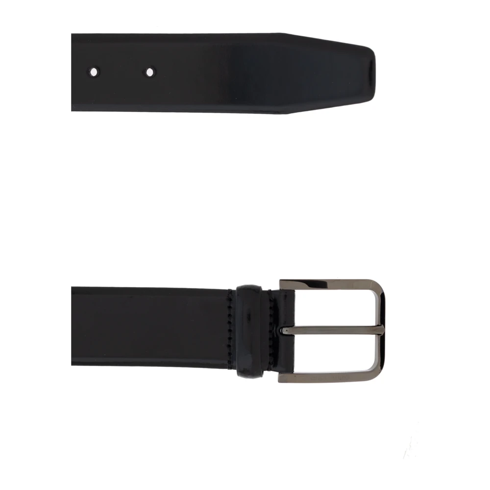 Giorgio Armani Leren riem Black Heren