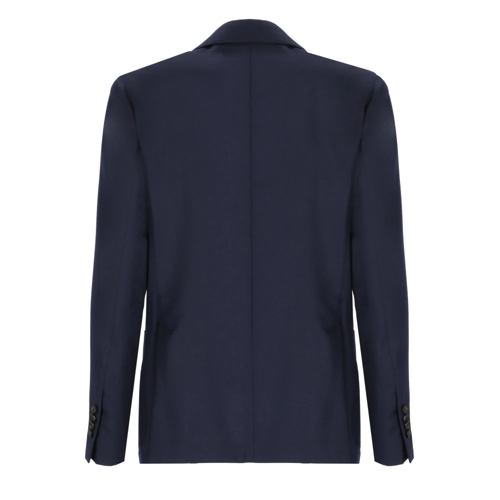 Lardini Blauwe Wolblend Peak Revers Jas Blue Heren