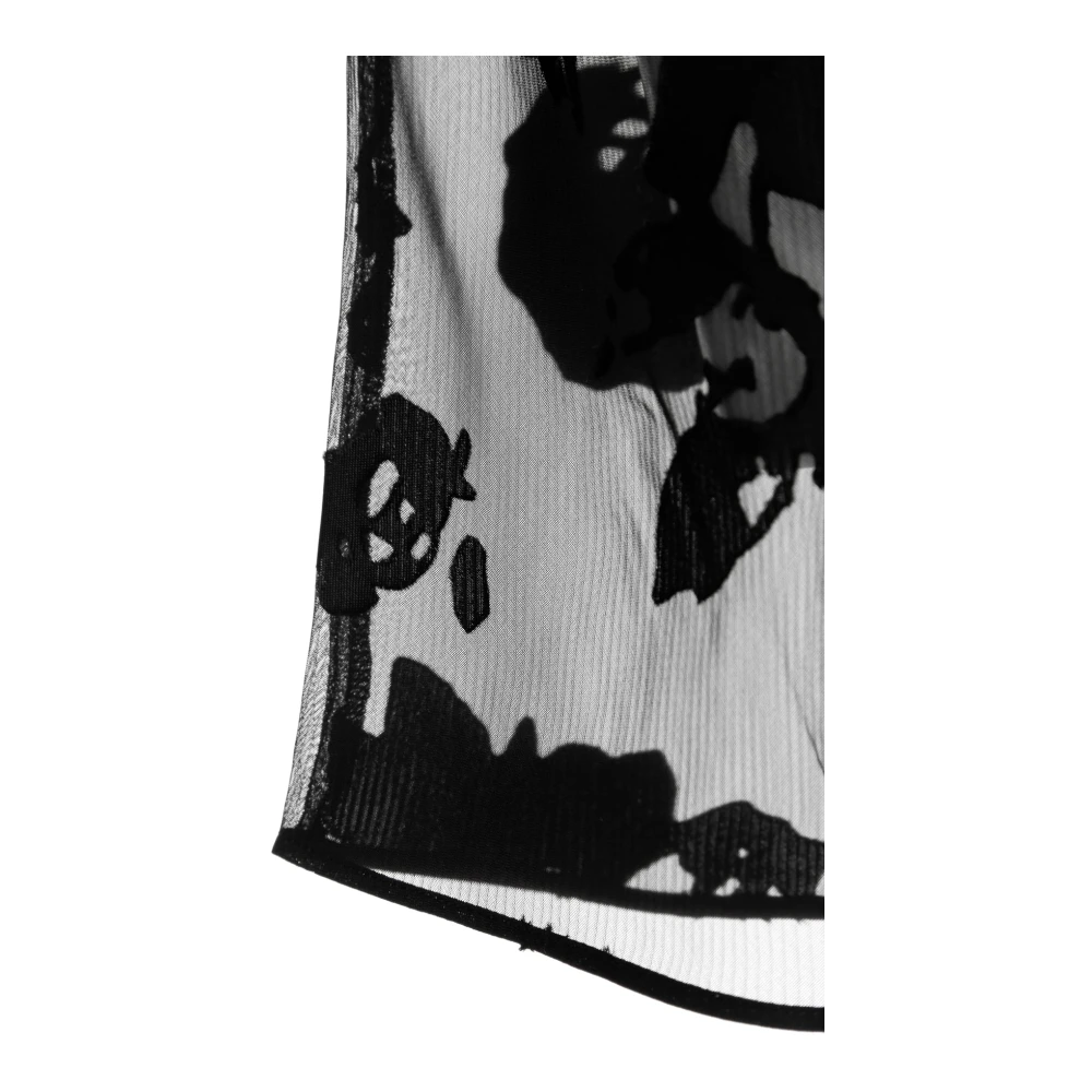 Samsøe Bloemen Transparante Blouse met Lange Mouwen Black Dames