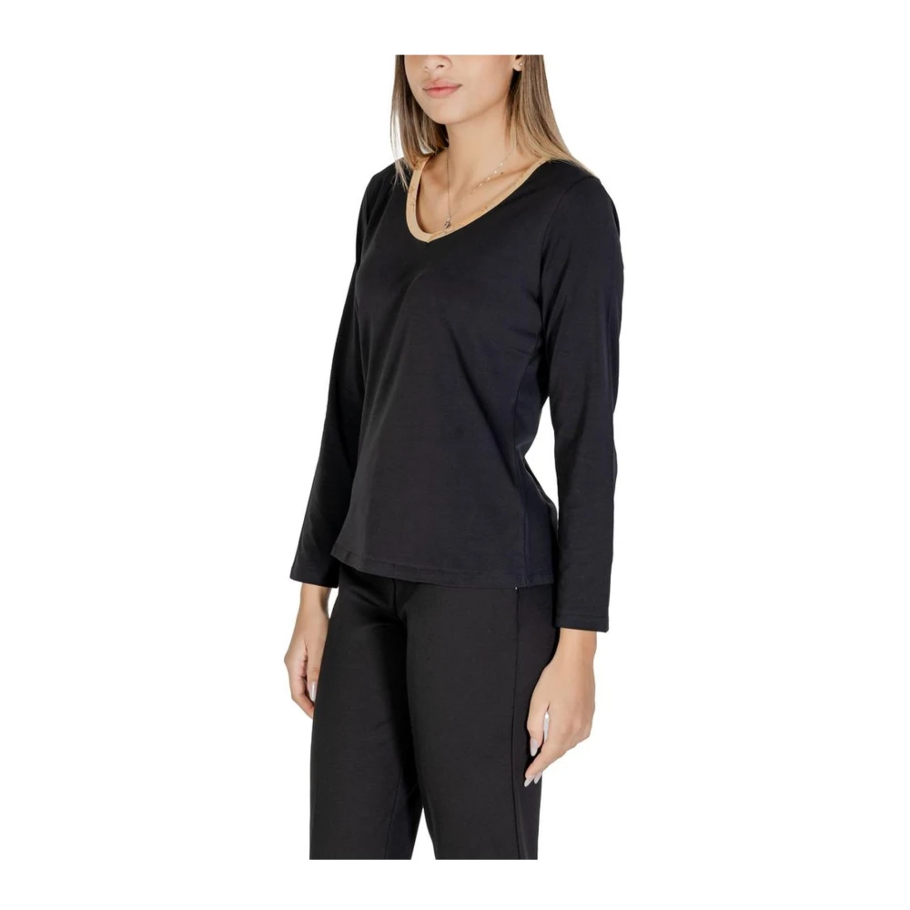 Alviero Martini 1a Classe Zwarte katoenen stretchtops & T-shirts Black Dames
