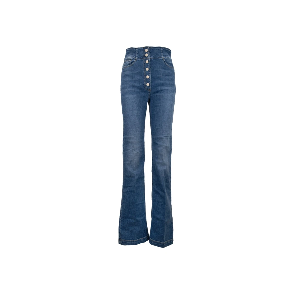Elisabetta Franchi Damesjeans met automatische knoop Blue Dames