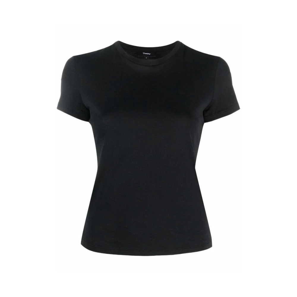 Theory Zwarte Pima Katoenen Korte Mouw T-shirt Black Dames