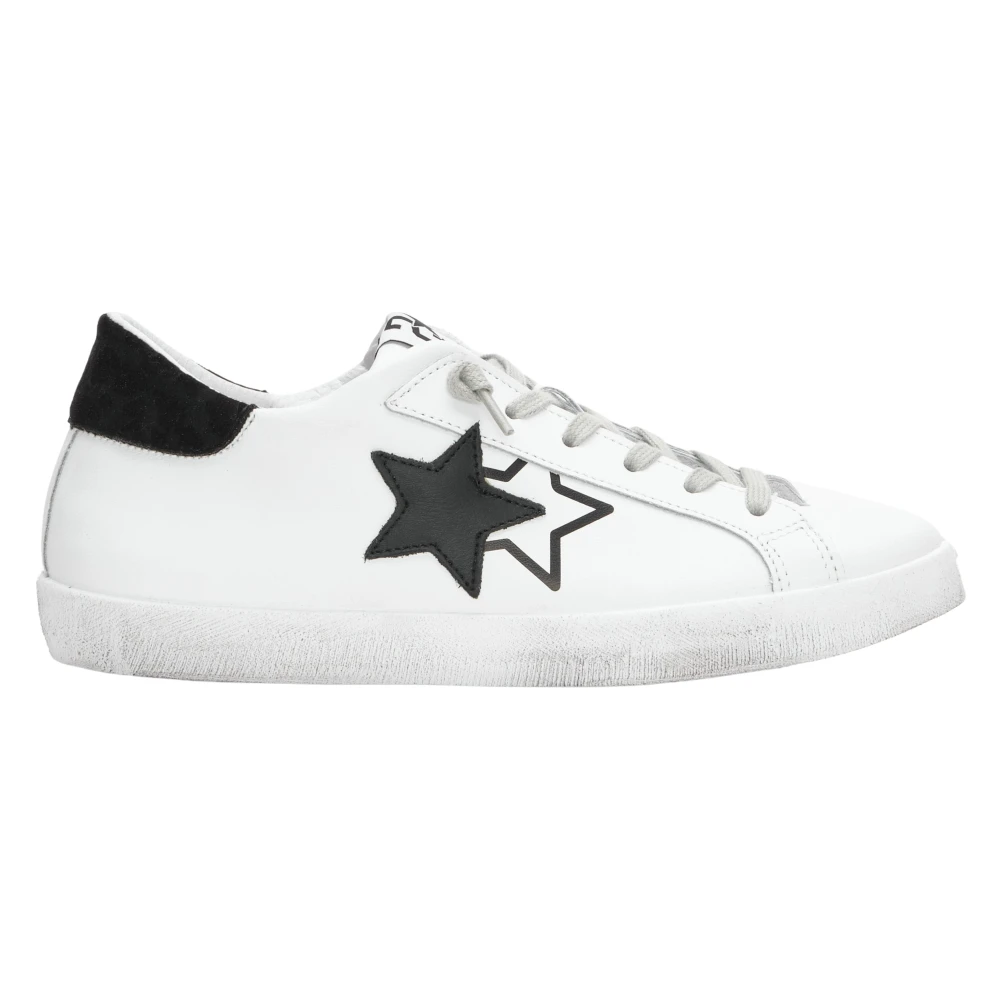 2Star Witte Leren Prime Star Sneakers met Zwarte Leren Details Dames Schoenen