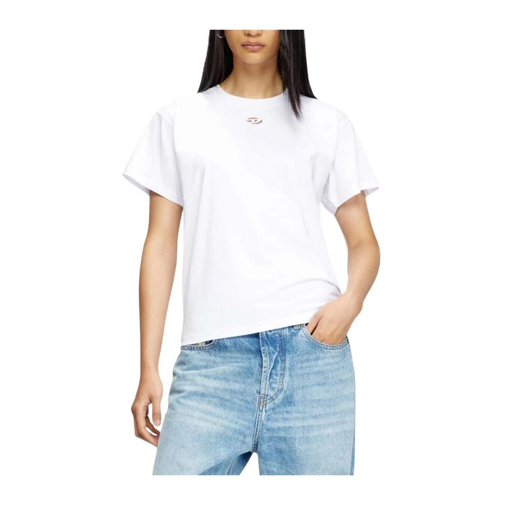 Diesel Femme Blanc Tops, Taille: 42 Fr T-Shirt Avec Découpe Ovale D
