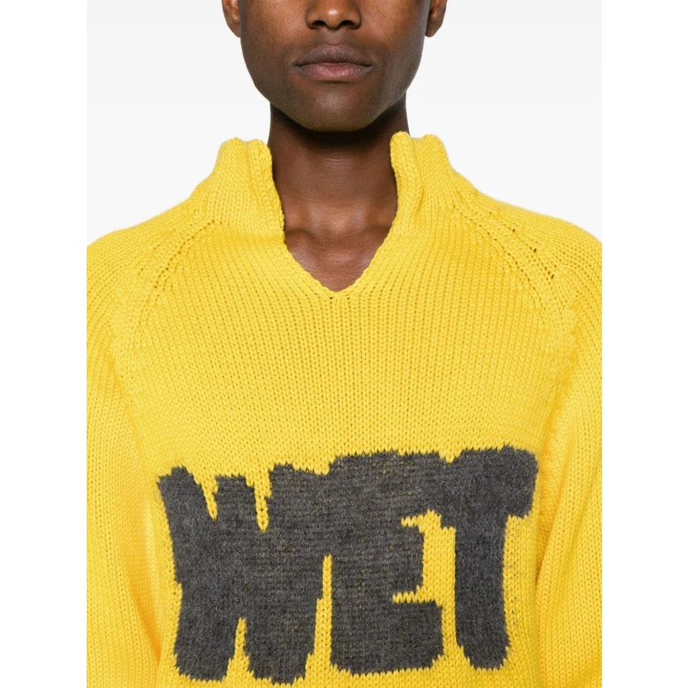 ERL Gele Katoenen Intarsia Raglan Sweater Yellow Heren