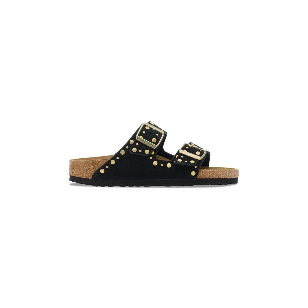 Birkenstock Donna Nero Sandali Da In Pelle Scamosciata Arizona Rivet - Immagine 5