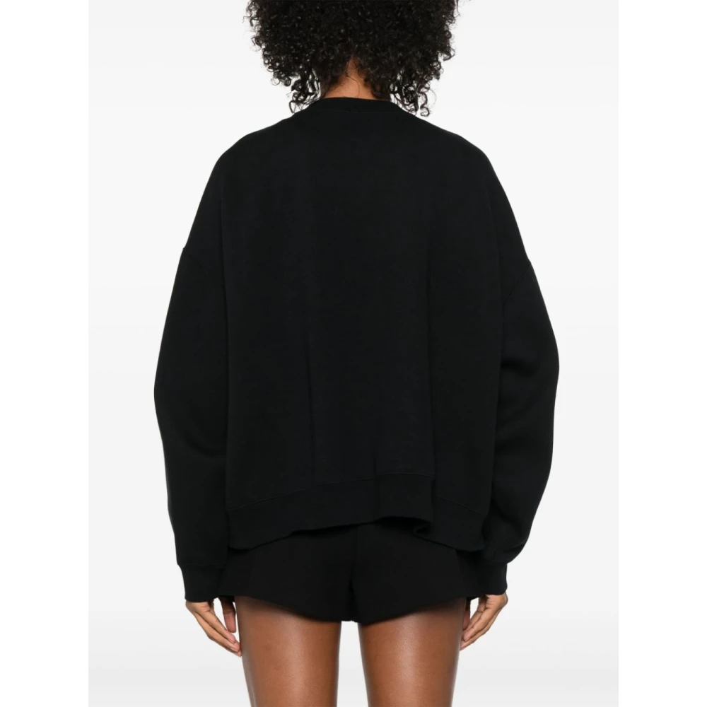 Gucci Geborduurd Logo Katoenen Sweatshirt Black Dames