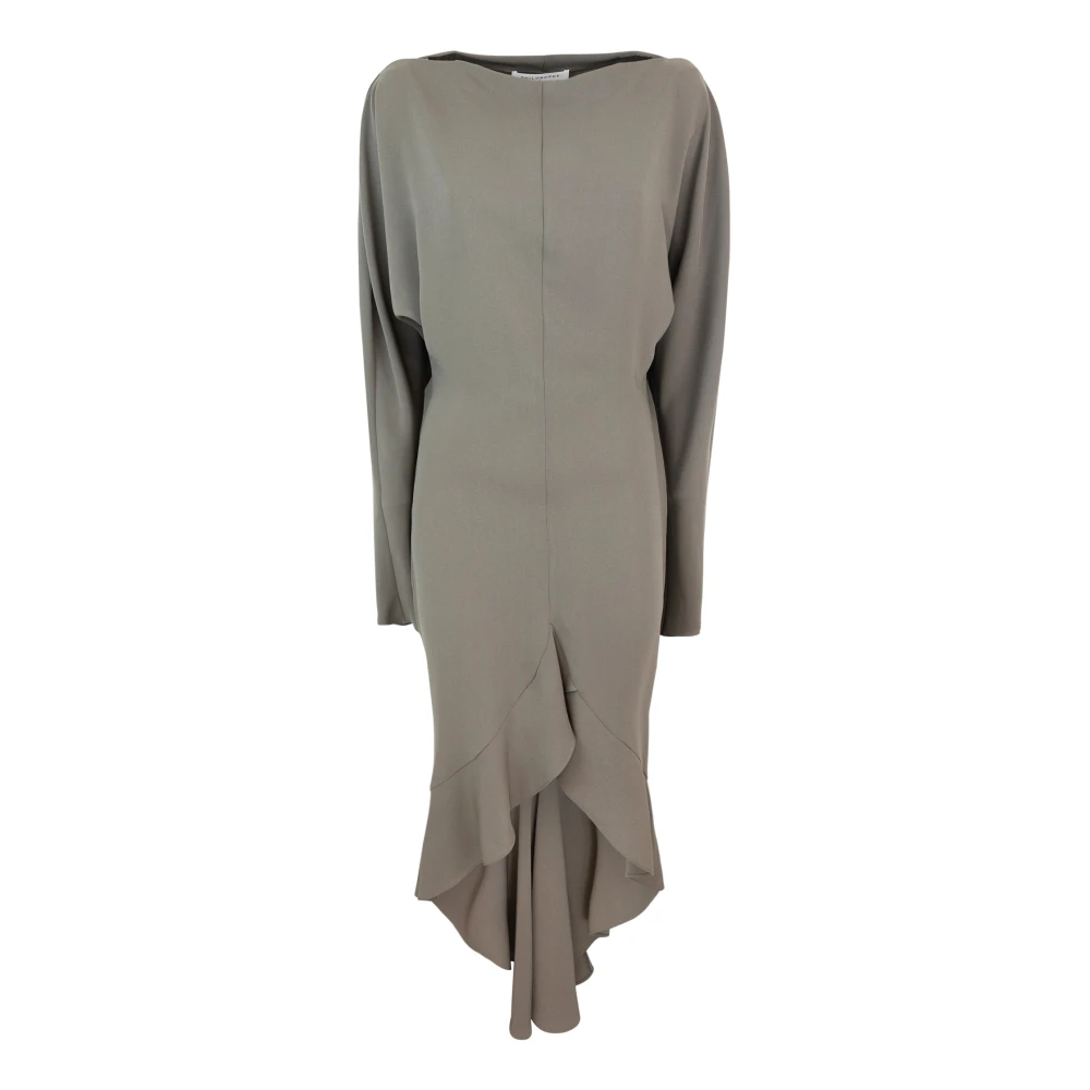 Philosophy Di Lorenzo Serafini Women's Green Asymmetric Ruffle Boatneck Maxi Dress