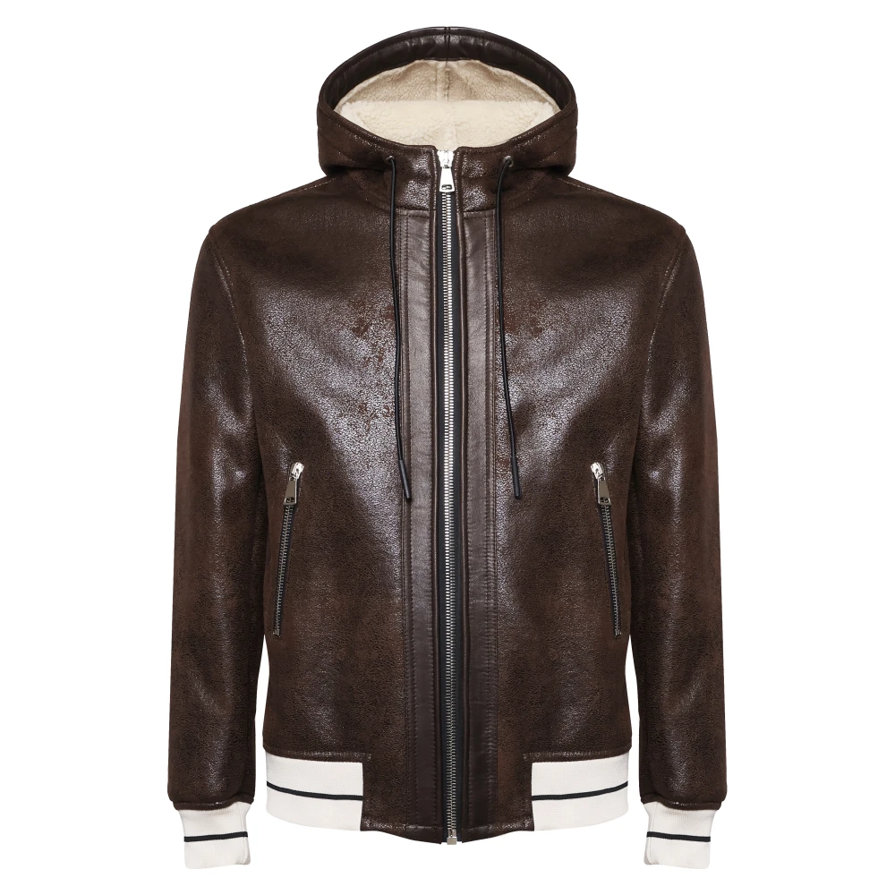 Giuliano Galiano Bruine Rits Hoodie Jas Brown Heren