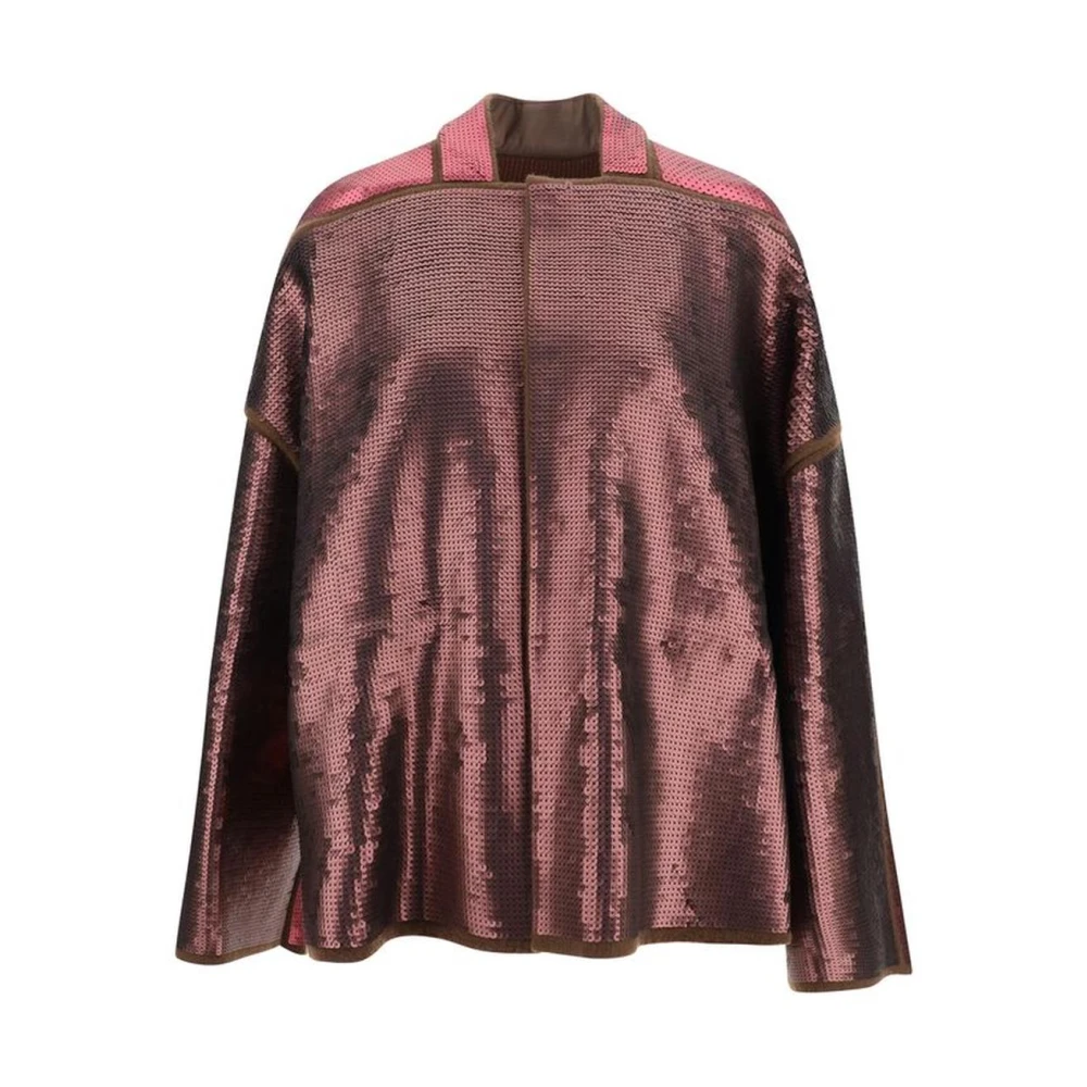 Rick Owens Wollen Jack met Pailletapplicatie en Trekkoord Purple Dames