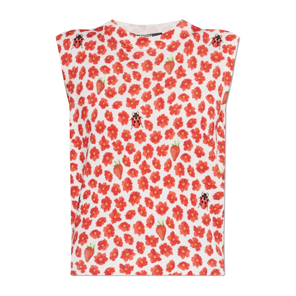 Versace Zijden top met bloemmotief Red Dames