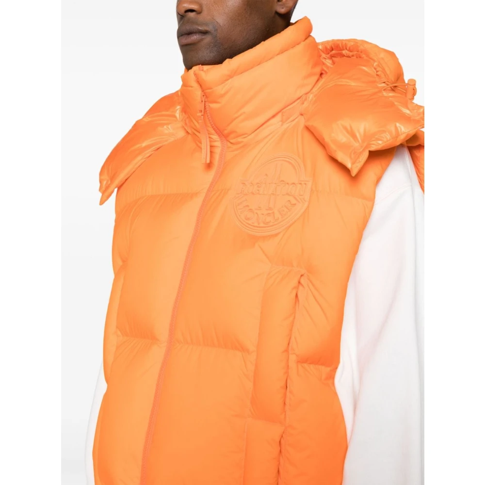 Moncler Oranje Gewatteerde Hoodie Jas Orange Heren