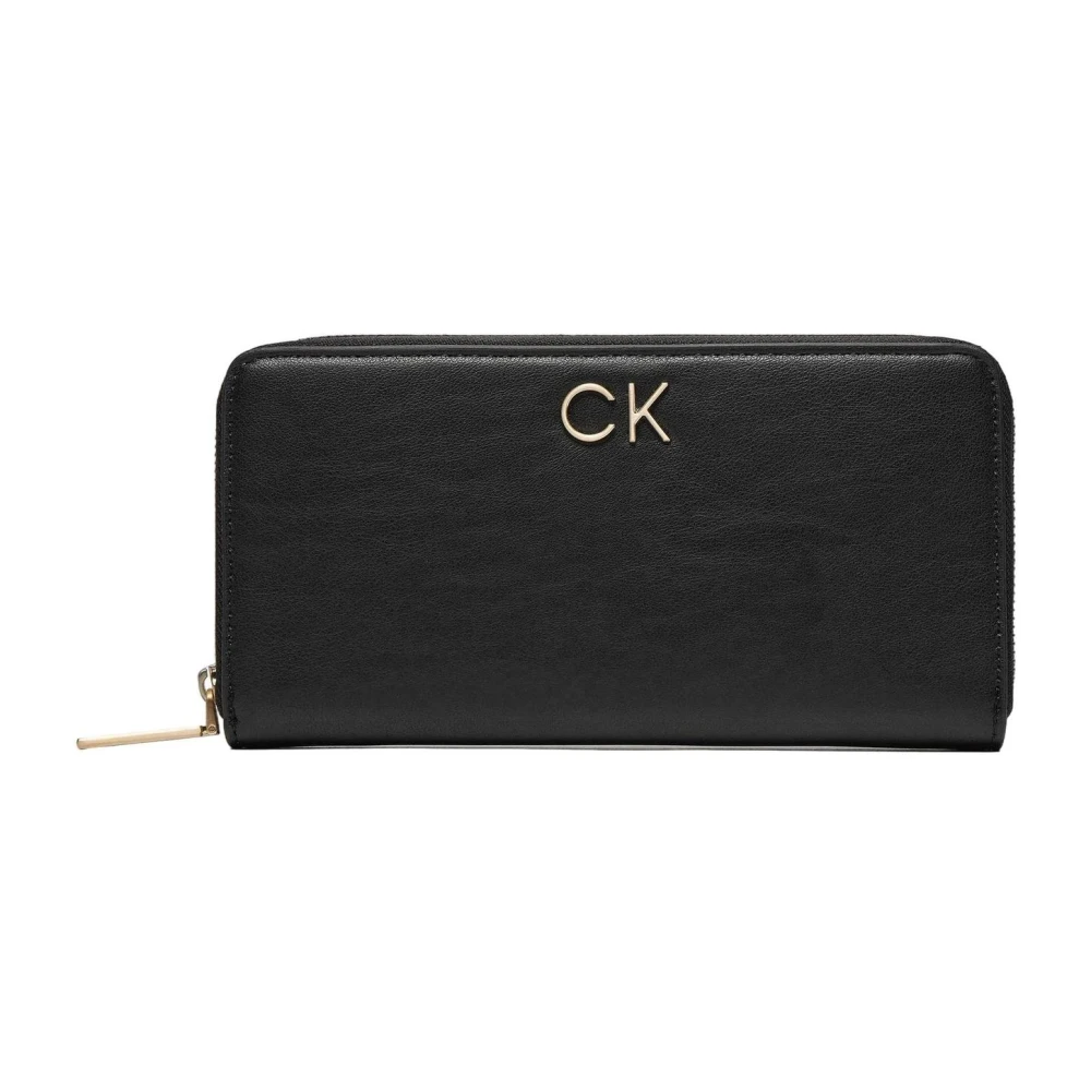 Calvin Klein Zwarte ritsportemonnee voor vrouwen Black Dames